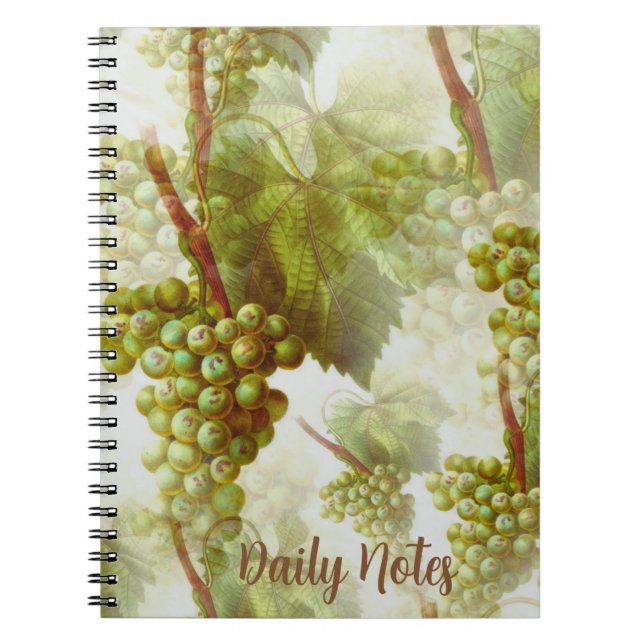 Espiral Caderno com Padrão de Fruta Uva (Frente)