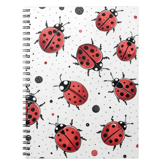 Espiral Caderno com Padrão de Joaninha Fofa (Frente)