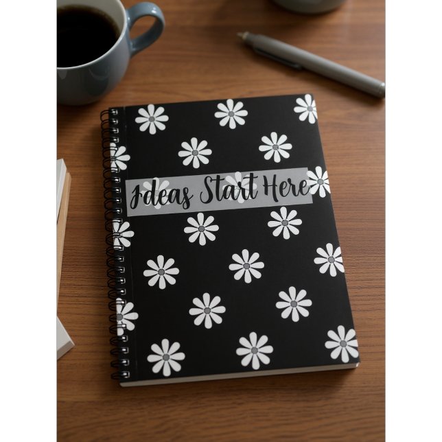 Espiral Caderno com Padrão de Margarida Chic – Minimalista (Criador carregado)