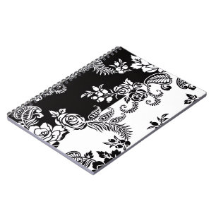 Espiral Caderno com Padrão Floral Monocromático Moderno