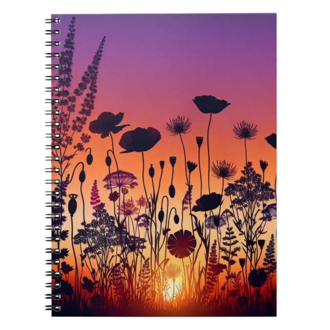 Espiral Caderno com Padrão Floral Quente (Frente)