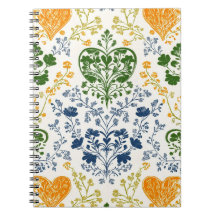 Caderno com Padrão Floral Vintage