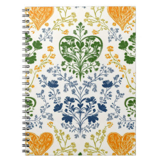 Espiral Caderno com Padrão Floral Vintage