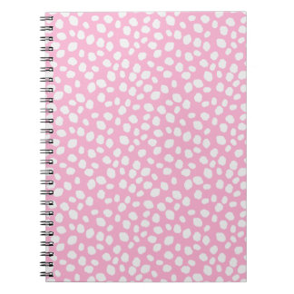 Espiral Caderno com padrão manchado rosa e branco