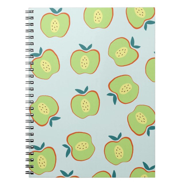 Espiral Caderno com Padrão Retro de Frutas Apple (Frente)