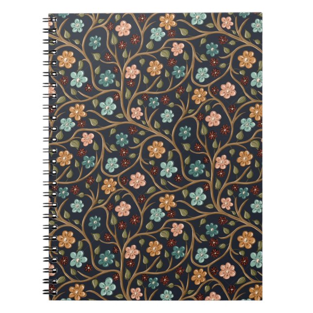 Espiral Caderno Com Ramos e Flores (Frente)