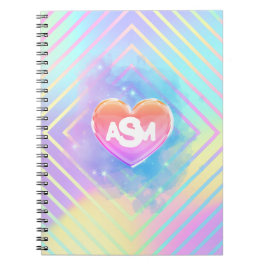 Espiral Caderno com Régua de Faculdade Coração Mágico Mono