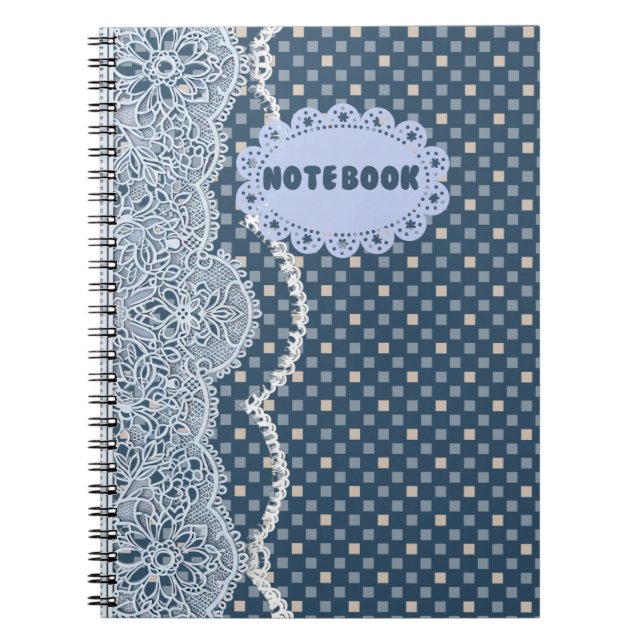 Espiral Caderno com Renda Mandala Azul (Frente)