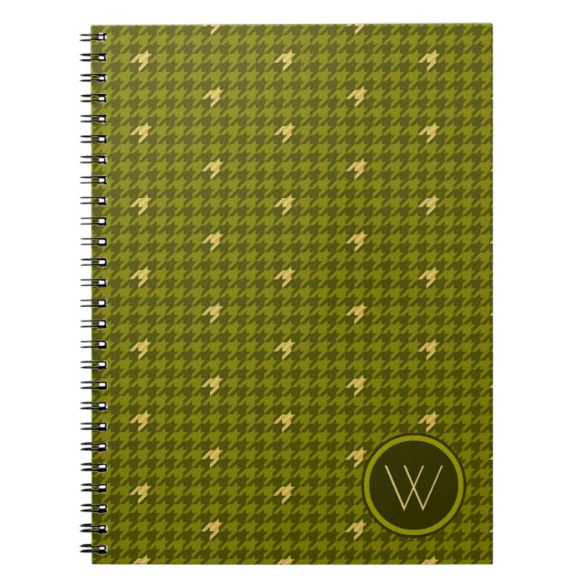 Espiral Caderno com xadrez houndstooth com sotaque dourado (Frente)