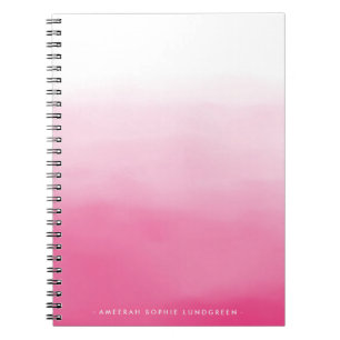 Espiral Caderno cor-de-rosa brilhante de Ombre da aguarela