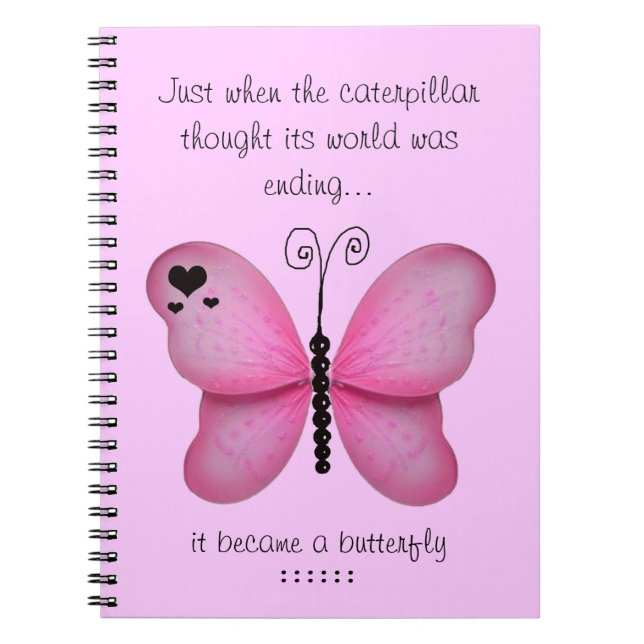 Espiral Caderno cor-de-rosa da borboleta (Frente)