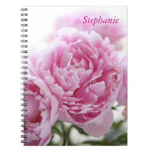 Espiral caderno cor-de-rosa das peônias