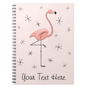 Espiral Caderno cor-de-rosa do texto do flamingo