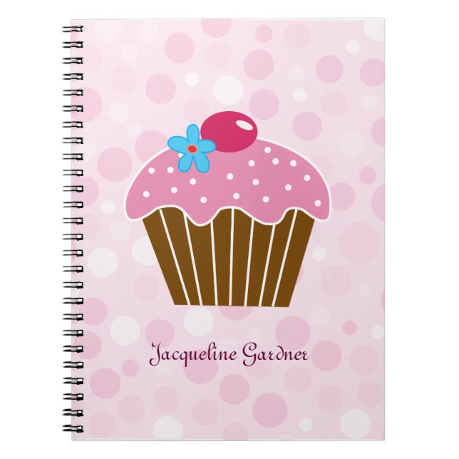 Espiral Caderno cor-de-rosa doce do cupcake (Frente)