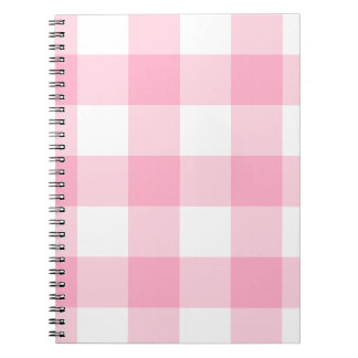 Espiral Caderno cor-de-rosa e branco da verificação do