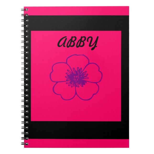Espiral caderno cor-de-rosa e preto da foto (Frente)