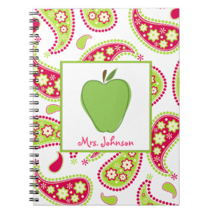 Espiral Caderno cor-de-rosa & verde de Apple verde de