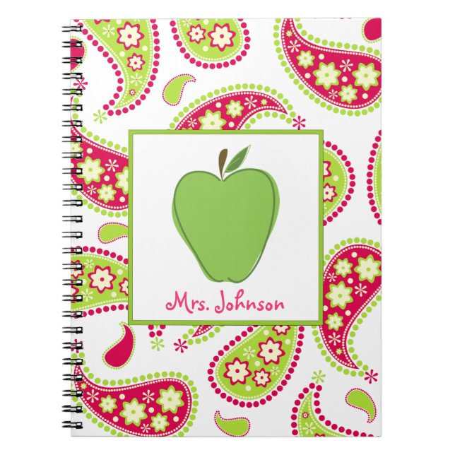 Espiral Caderno cor-de-rosa & verde de Apple verde de (Frente)