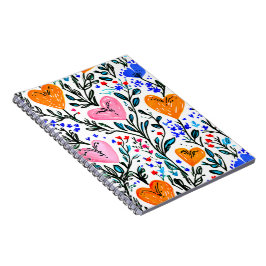 Espiral Caderno Coração Floral Doce