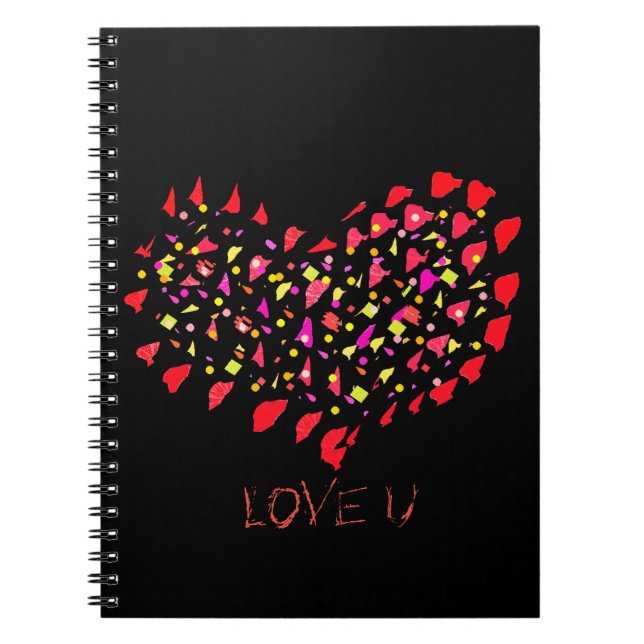 Espiral Caderno Coração Vermelho Grande Eu Te Amo (Frente)