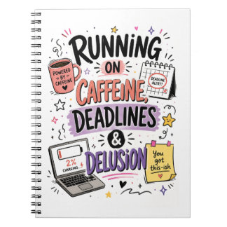 Espiral Caderno Correndo com Cafeína, Prazos e Ilusão