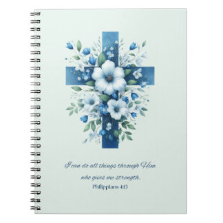 Espiral Caderno Cruz com Flores Filipenses 4:13