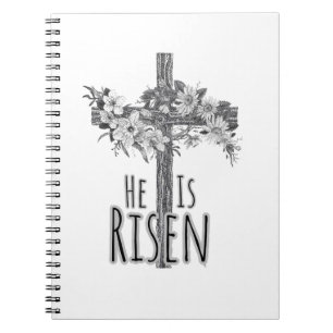 Espiral Caderno Cruz Floral Ele Ressuscitou