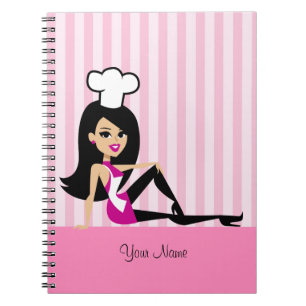 Espiral Caderno culinário com desenhos animados retros