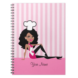 Espiral Caderno culinário da menina do afro-americano
