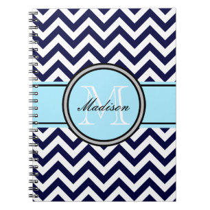 Espiral Caderno customizável do monograma do ziguezague n