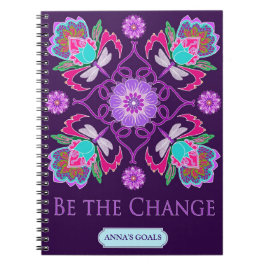 Espiral Caderno customizável - seja a mudança - libélula