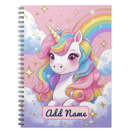 Espiral Caderno Cute Unicorn – Nome Editável
