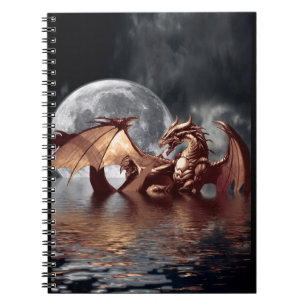 Espiral Caderno da arte da fantasia do dragão & da lua