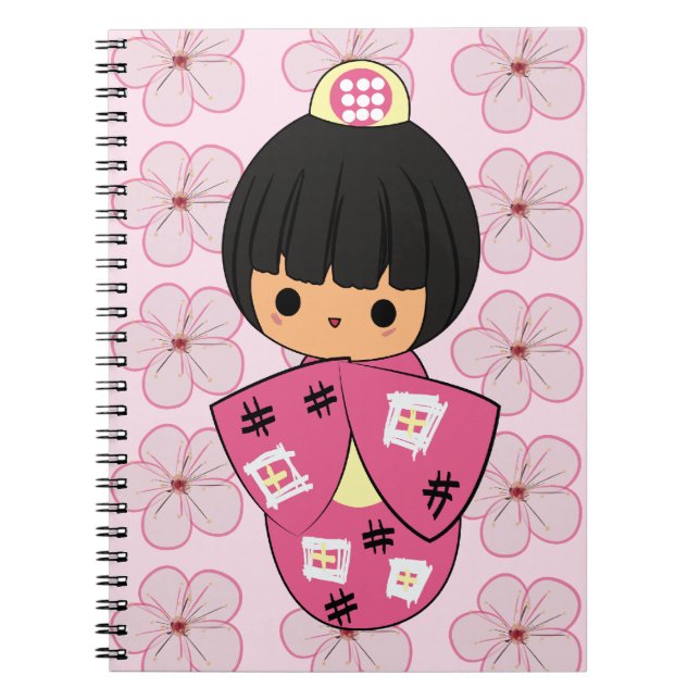 Espiral Caderno da boneca de Kawaii Kokeshi (Frente)