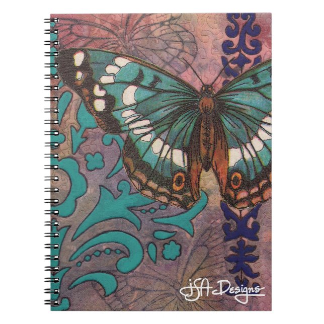 Espiral Caderno da borboleta da arte de matéria têxtil (Frente)