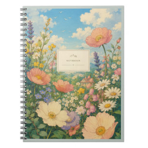 Espiral Caderno da Casa de Campo de Flores Silvestres