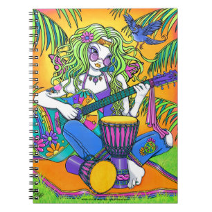 Espiral Caderno da fada do Hippie da guitarra do arco-íri