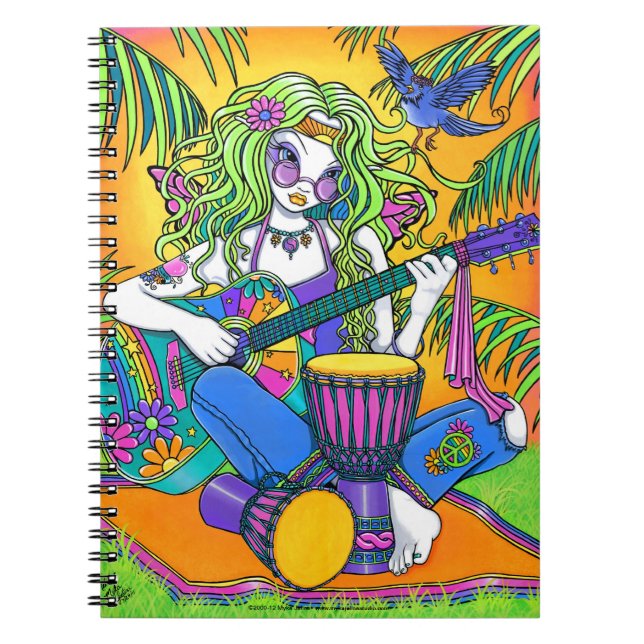 Espiral Caderno da fada do Hippie da guitarra do arco-íris (Frente)