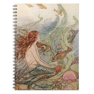 Espiral Caderno da fantasia da sereia e dos peixes