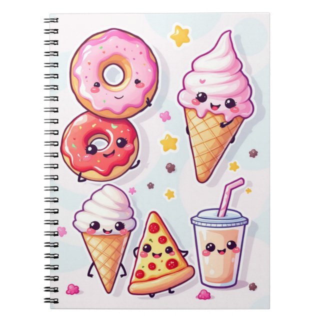 Espiral Caderno da Festa de Comida Kawaii – Adorável & Div (Frente)