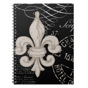 Espiral Caderno da flor de lis do vintage…