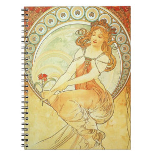 Espiral Caderno da litografia de Nouveau Alphonse Mucha da