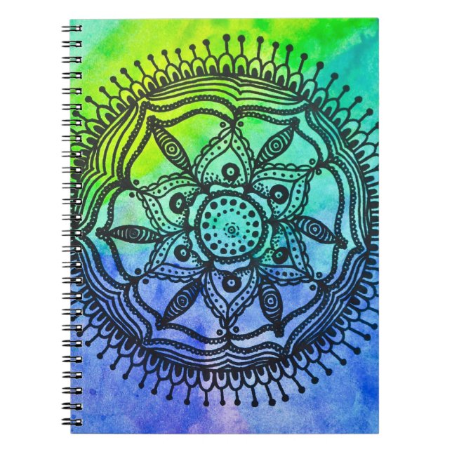 Espiral Caderno da mandala do Splatter da aguarela (Frente)
