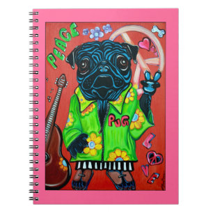Espiral Caderno da paz do amor dos Pugs