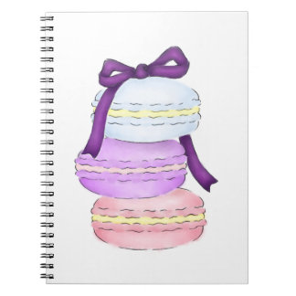 Espiral Caderno da pilha de Macaron da aguarela