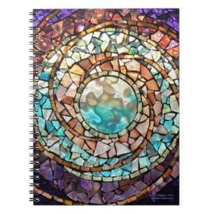Espiral Caderno da "planeta do mosaico do vitral água "