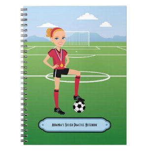 Espiral Caderno da prática do futebol da menina