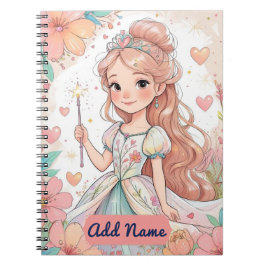 Espiral Caderno da Princesa Floral – Nome Editável