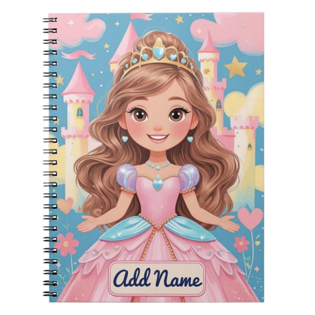Espiral Caderno da Princesa – Nome Editável (Frente)