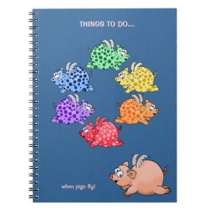 Espiral Caderno da roda de cor dos porcos do vôo